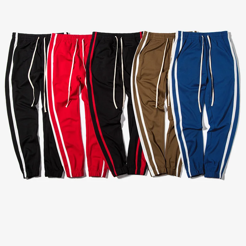 

2021 Custom print logo stripe sweatpants for men,side stripe track pants