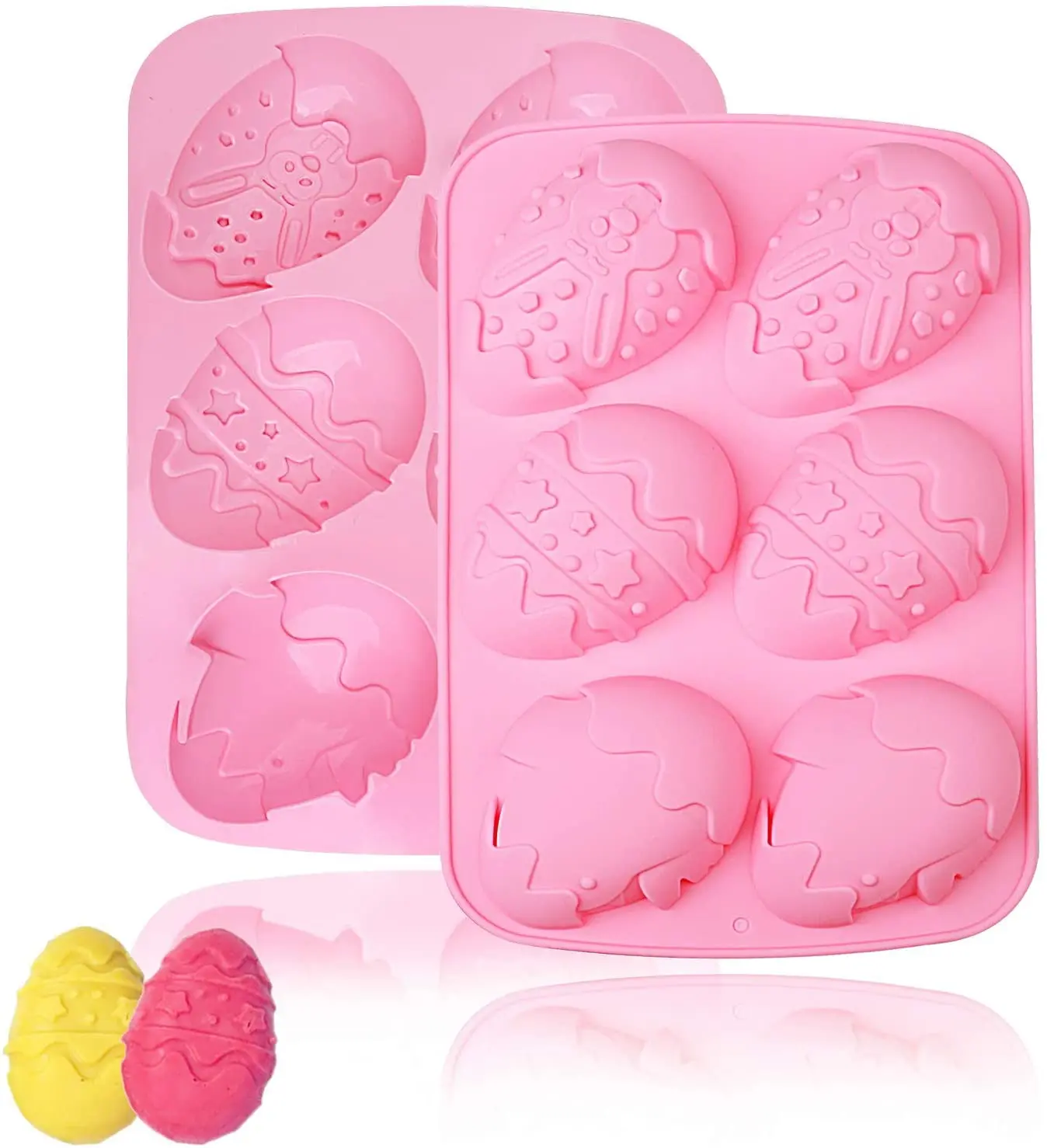 

2 Easter egg moulds 6 cavity egg shaped silicone moulds for candy chocolate jelly cake decoration making DIY