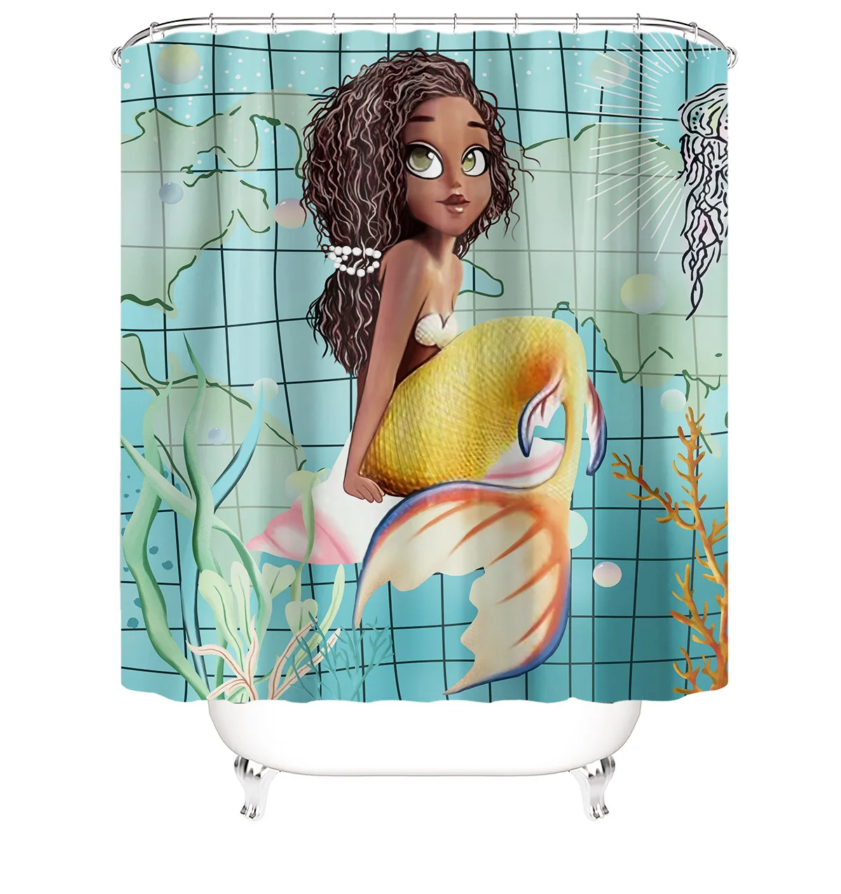 

Shaoxing Manufacturers Digital Print 3D Polyester Vintage Mermaid Shower Curtain