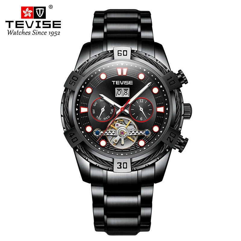 

Fashion brand luxury watch men stainless steel skeleton water resistant cool luminous wrist watch reloj automatico, Optional