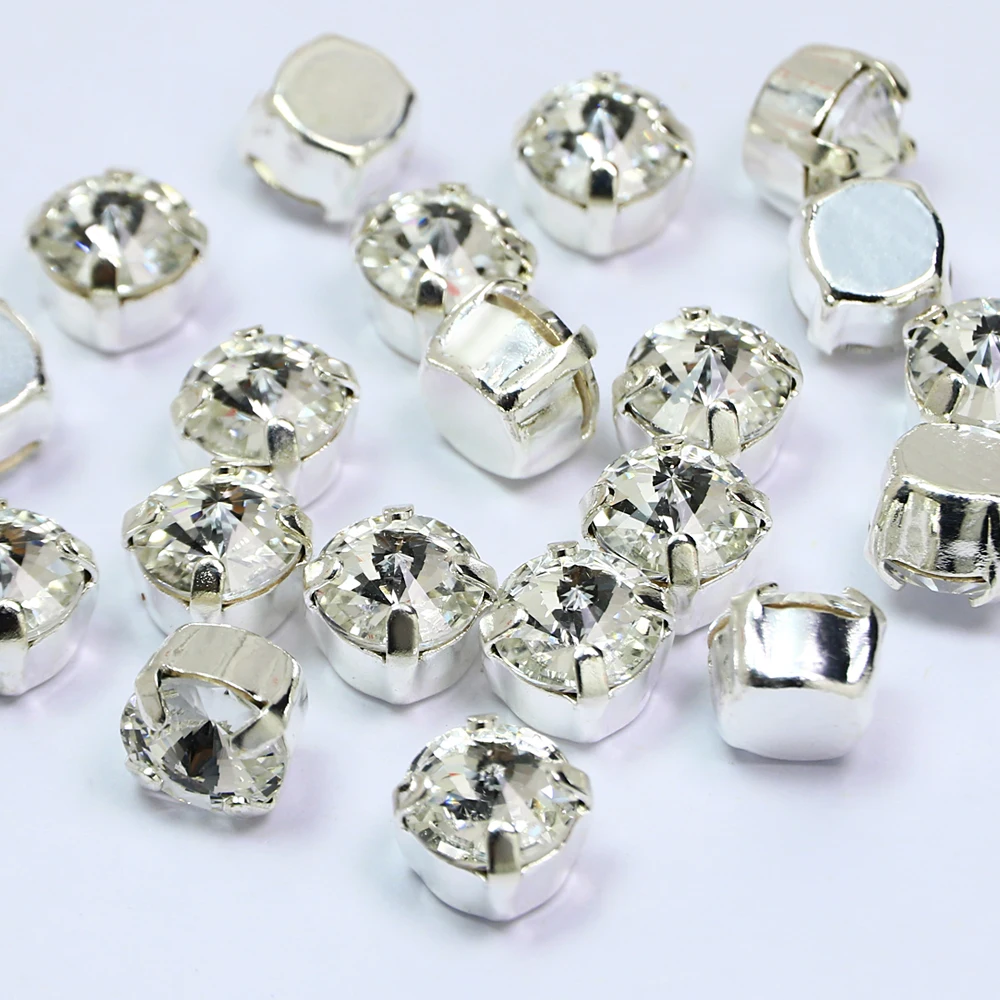 

K9 crystal Jewelry Making Beads Rivoli Crystal Stone With Metal Claw Sew On Rhinestones For Clothing