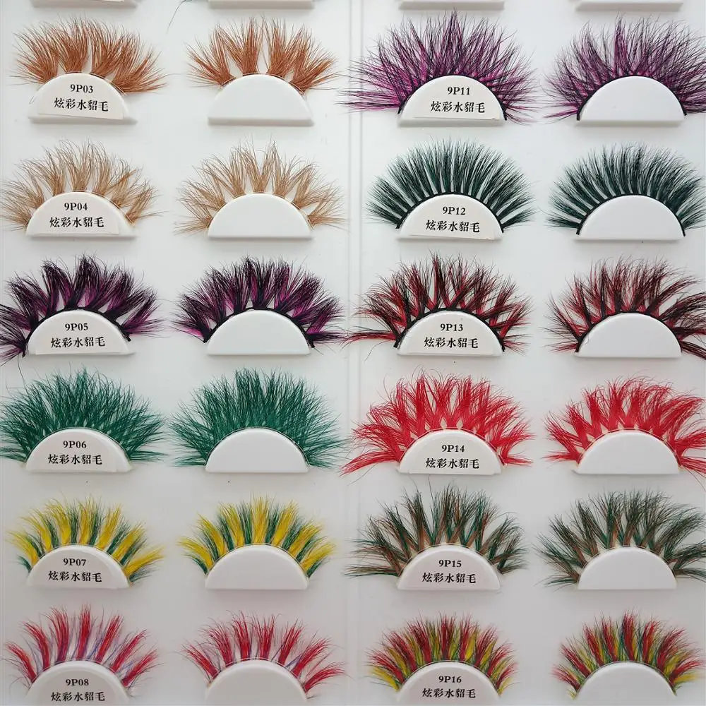 

Wholesale New arrival High quality mink eyelashes 3D colored mink eyelashes private label colorful mink strip eyelashes