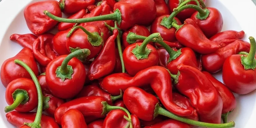 Side-by-side image of fresh and dried tepin chiles
