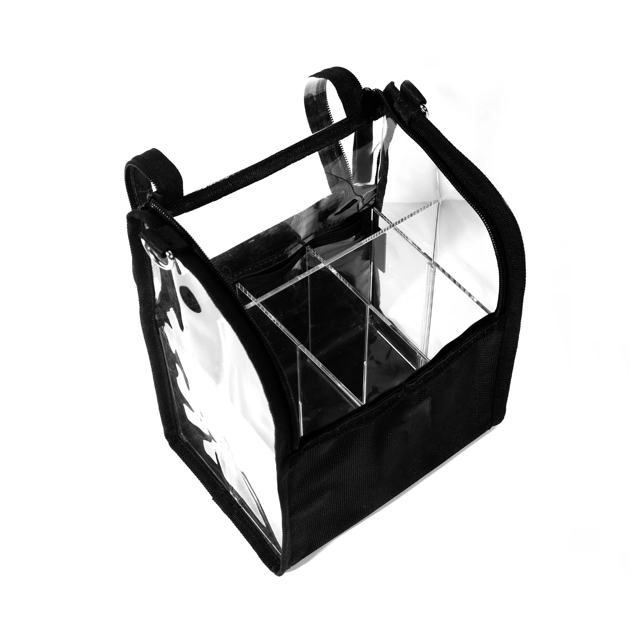 

Professional Custom PVC Makeup Brush Bag For Cosmetic With Acrylic Organizer, Black or custom