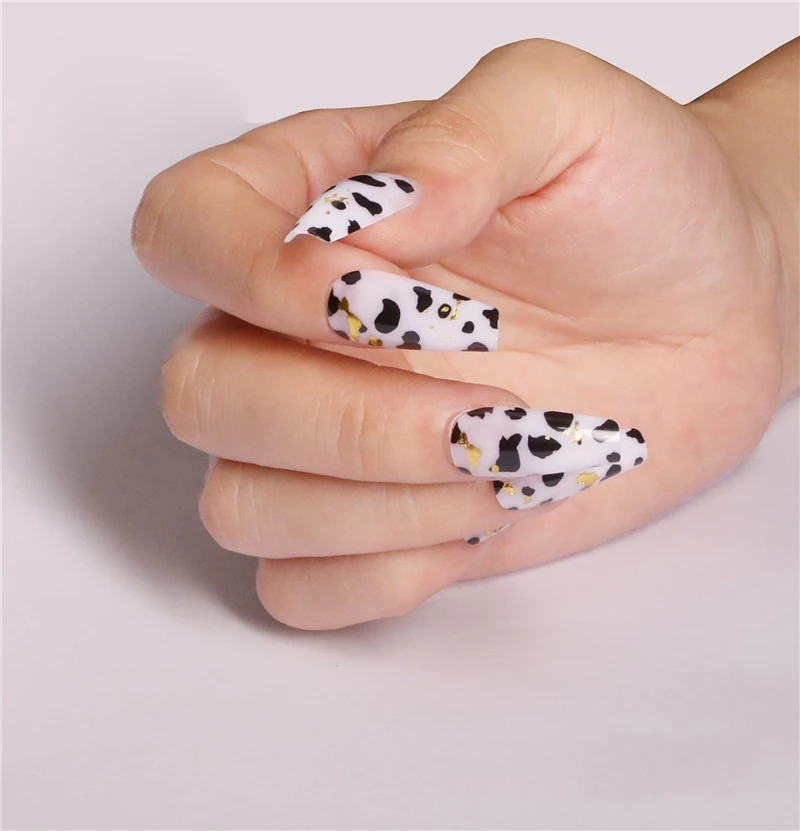 

Ballerina cow print bling press on nails luxury nails press on false nails coffin