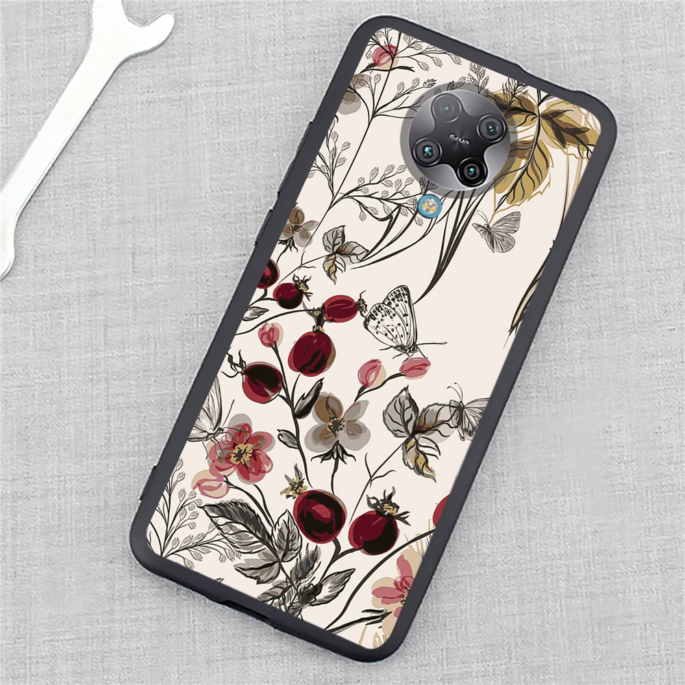 Girls Retro 3D flower matte soft Phone Case For xiaomi redmi K40 pro
