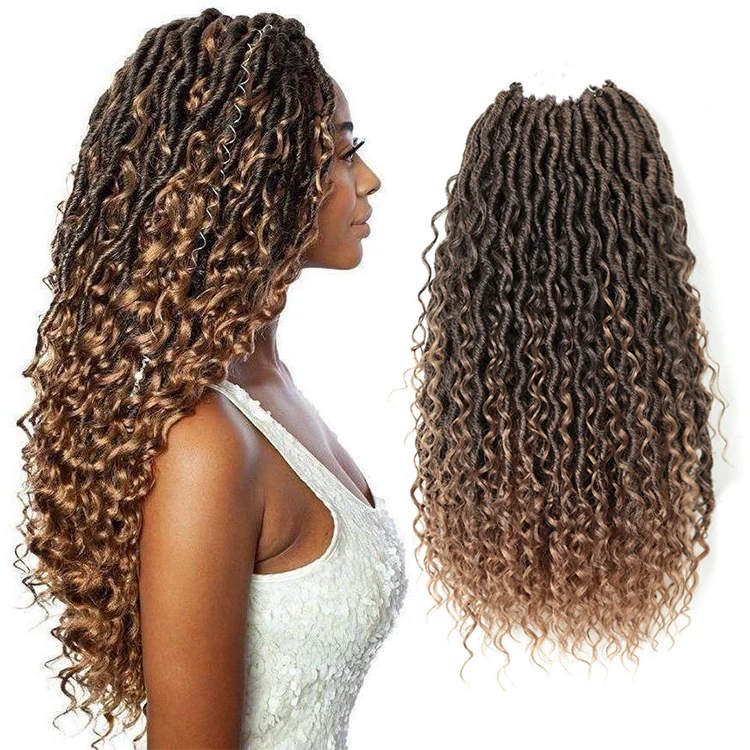 

Julianna18 Inch 85G Bohemian Crochet Hair Wavy With Curly Ends Synthetic Crochet Faux Locs Hair River Locs Goddess Locs