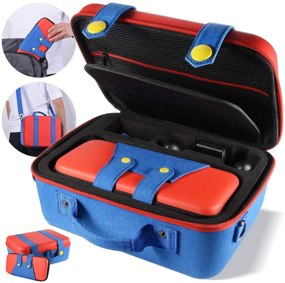 

Travelcool Mario Storage Bag Travel Carrying Case Shoulder Bag for Nintendo Switch Game Console and Switch Pro Game Accessories, Red and blue