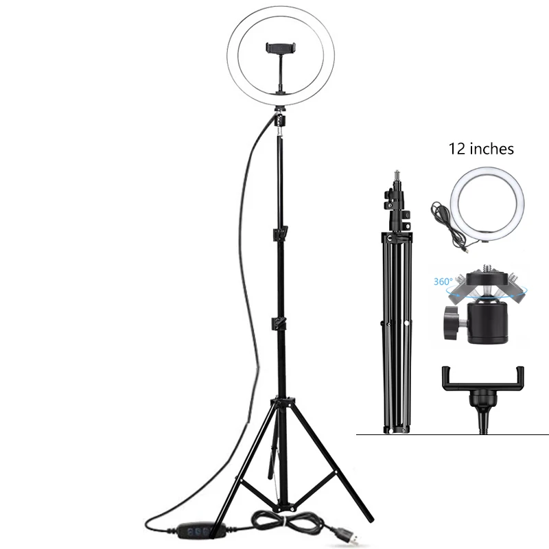 Suppliers Wholesale selfie 12 inch photographic lighting led ring light selfie ring light ring light with tripod stand