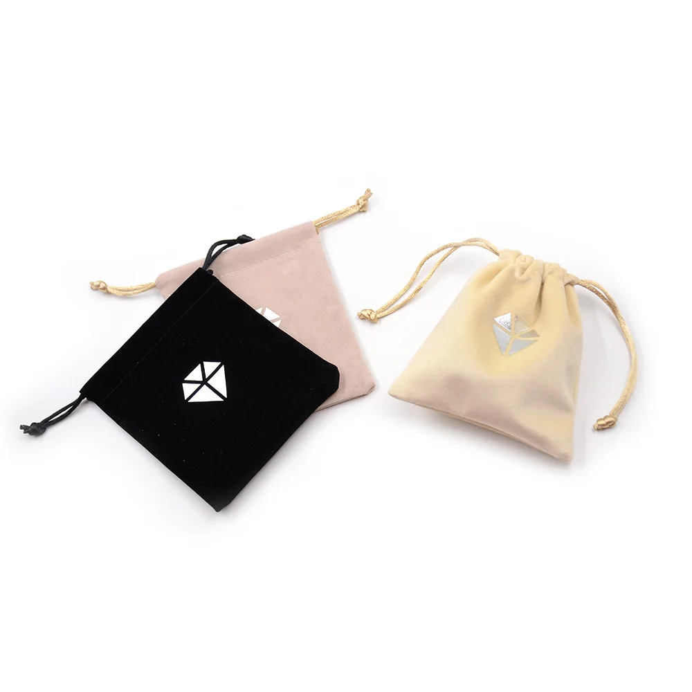 

Custom Eco Velvet Cloth Double Drawstring Jewelry Pouch with Hot Stamping Logo, Black, blue, green, grey, pink, white, yellow, etc