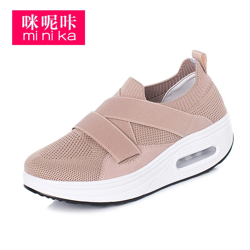 
Minika Hot Sale Women Platform Shoes Breathable Mesh Running Slip On Shoes Women Height Increasing Casual Shoes  (62247888611)