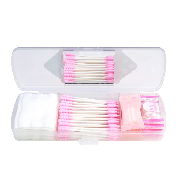 

Cosmetic Packing Box Makeup Cotton Swabs Portable Cotton Bamboo Pads Reusable Facial Tissue