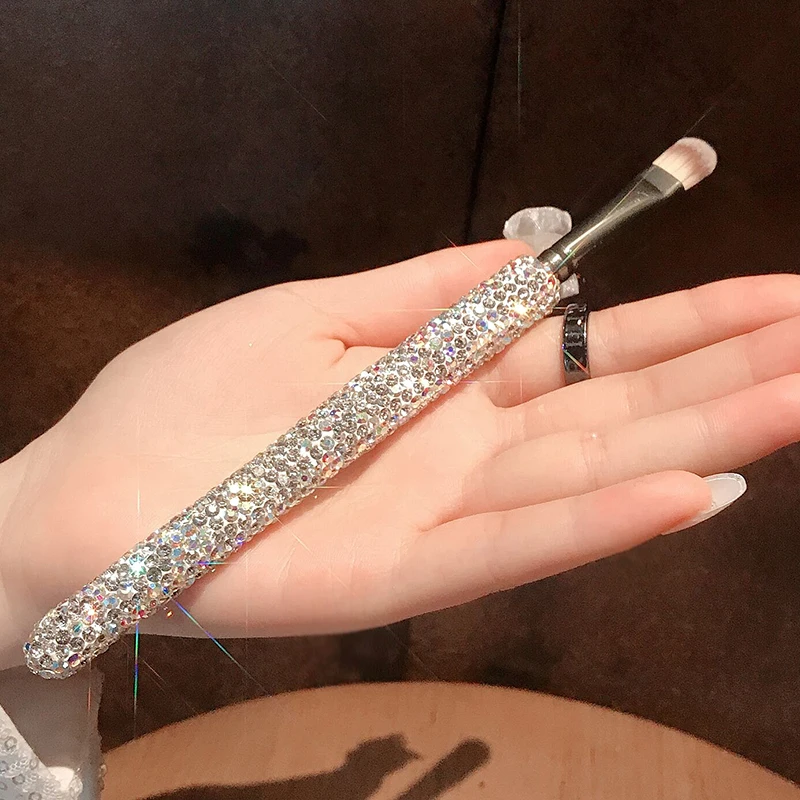 

Buy Again 2021 luxury holographic rhinestone diamond cut handle bling individual crystal glitter eye eyeshadow brush