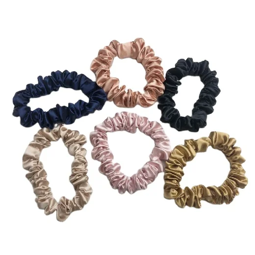 

2021 Hot sale Nature Pure Medium Size 100% Silk Hair Scrunchies  Fashionable Elastic Hair Ties For Women Girls 19MM, Pink, navy blue,black,gold,rose gold, champagne