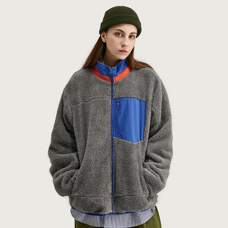 

Winter Contrast Color Fleece Unisex Jacket Coat