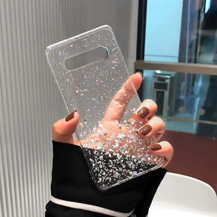

Fashion Resin Dripping Glue Transparent Glitter Hard PC Back TPU bumper Phone Case Cover For OPPO R15