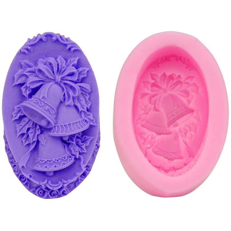 

3D Christmas bell silicone soap mold handmade candle mold cake decoration mold DIY fondling baking products