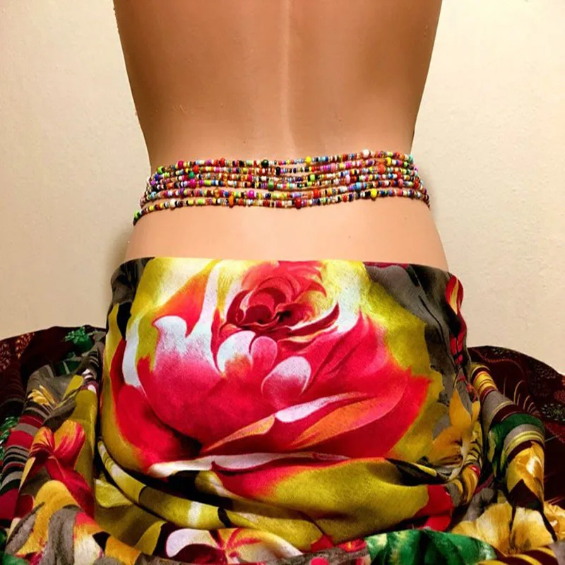 

Artilady African 6pcs/set Beach Colorful Sexy Summer Beads Belly Waist Chain For Women Elastic Body Chain Jewelry
