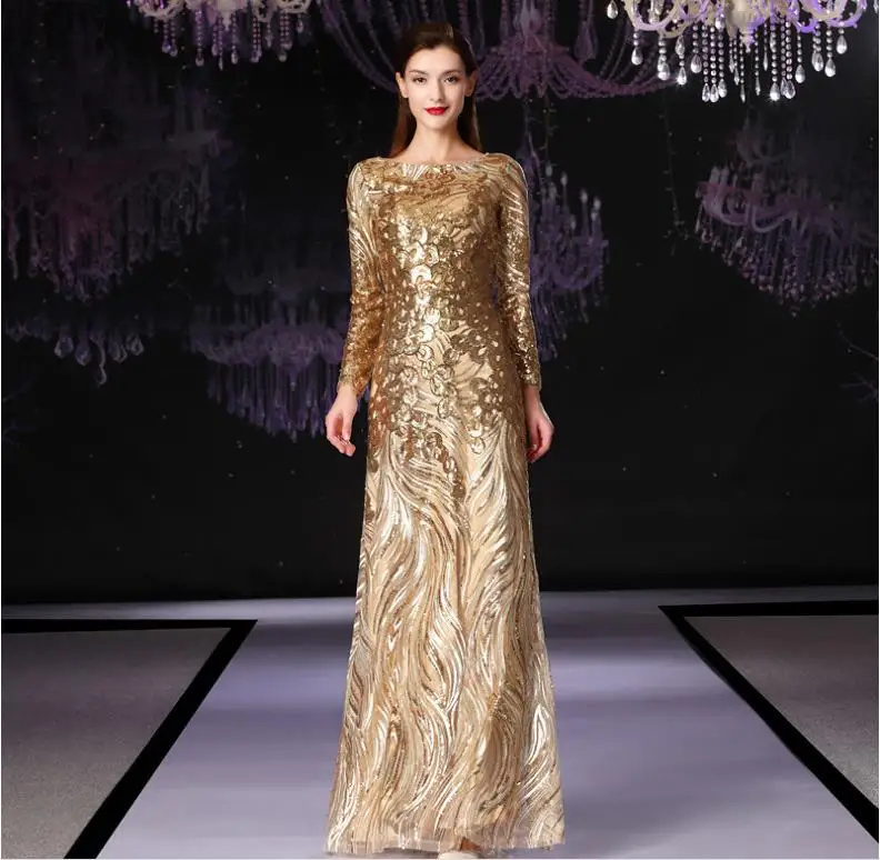 

2021 new arrivals women luxury Sequins wedding gowns hollowed out sexy gold prom dresses
