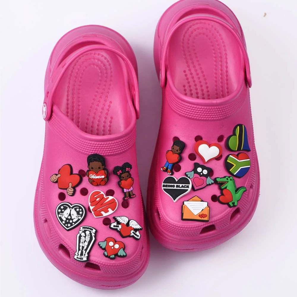 

New Design Valentine's Day Soft PVC Cartoon Croc Shoe Charm Wholesale