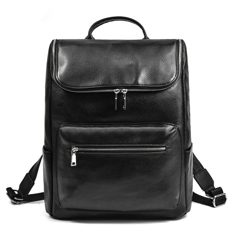 

2021 Fashion Men's Usb Backpack Travel Genuine Leather Business Laptop Bag, Black
