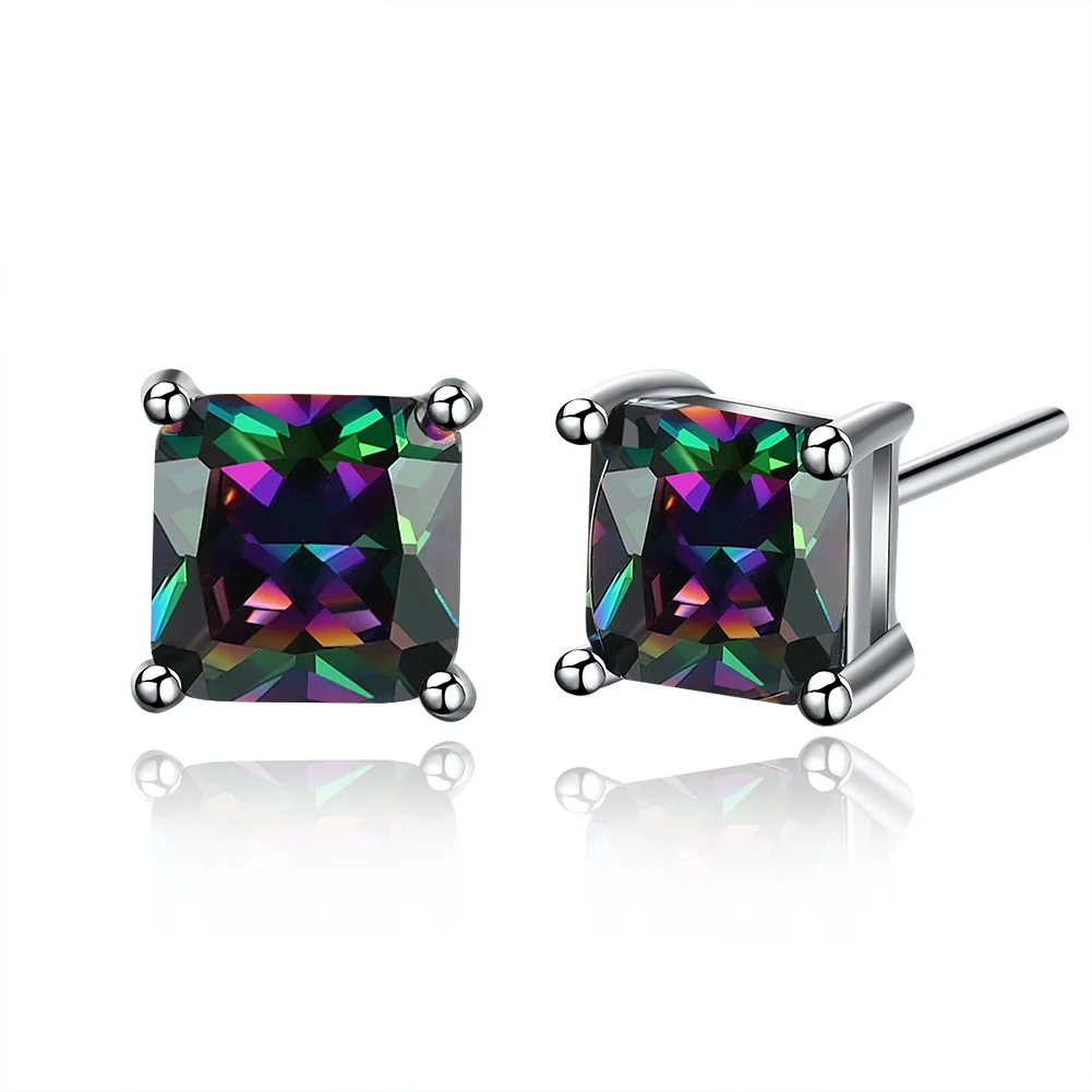 

SKMEI 18K White Gold Plated Multicolor Black Cubic Zirconia Stud Earrings for Women Teen Girls Jewelry