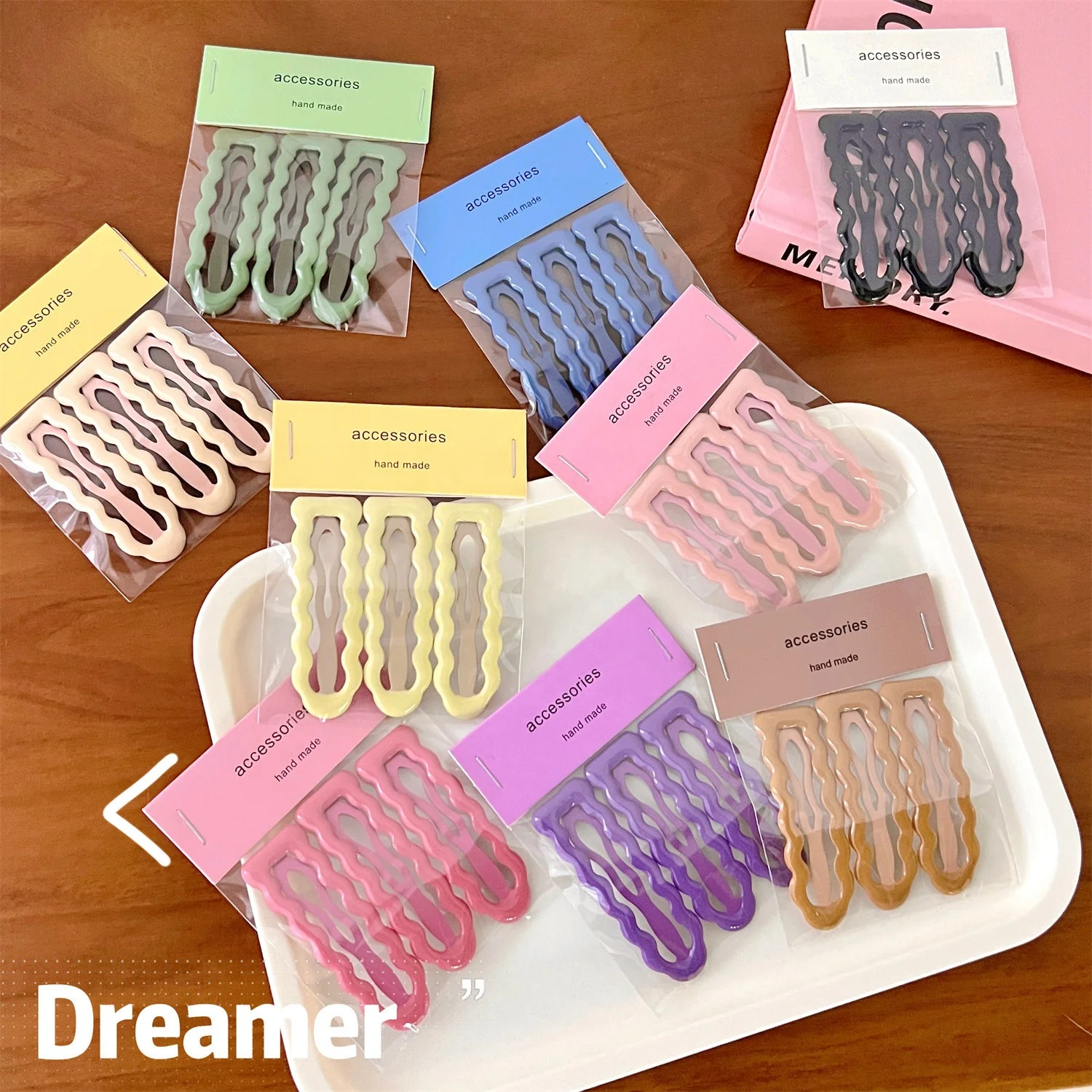 

New candy color hairpin bb clip No trace side clip fashion wave shape hair clip set