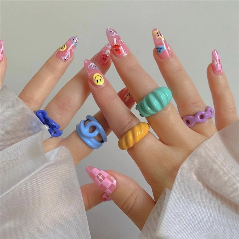 

ROXI summer korean style colorful plastic resin rings jewelry diy for girls in bulk