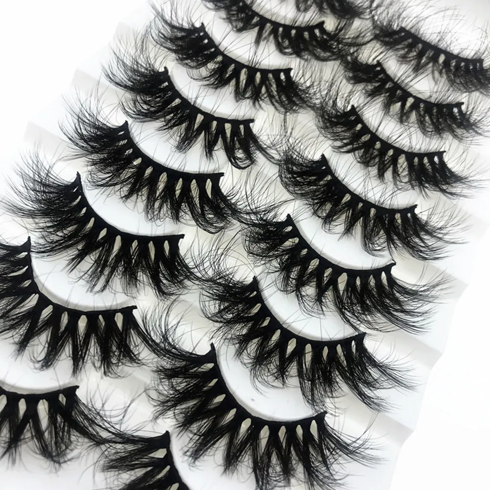 

8 PACK Super Fluffy Vegan Lashes Extra Dramatic Long Thick Curl Eyelashes Handmade Wispy Curly Faux Mink Eyelashes 8 pairs