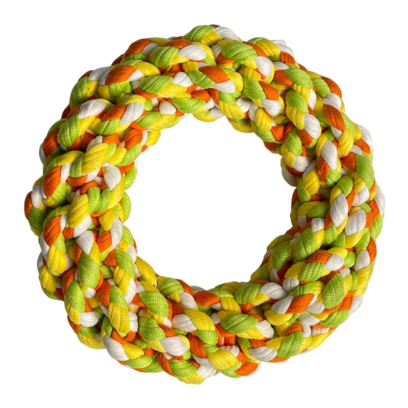 

Wholesale Customize Dog Cotton Rope Toys Manufacturer Circle Sustainable Clean Teeth Knot Latest Design Factory Sale Toys, Customized color