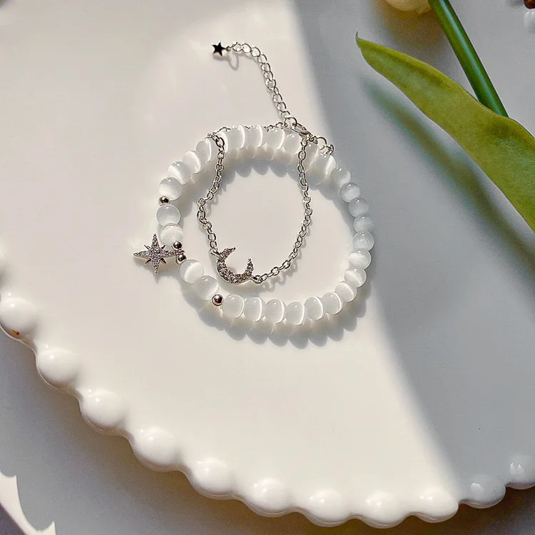

2020 fashion opal bead star moon bracelet