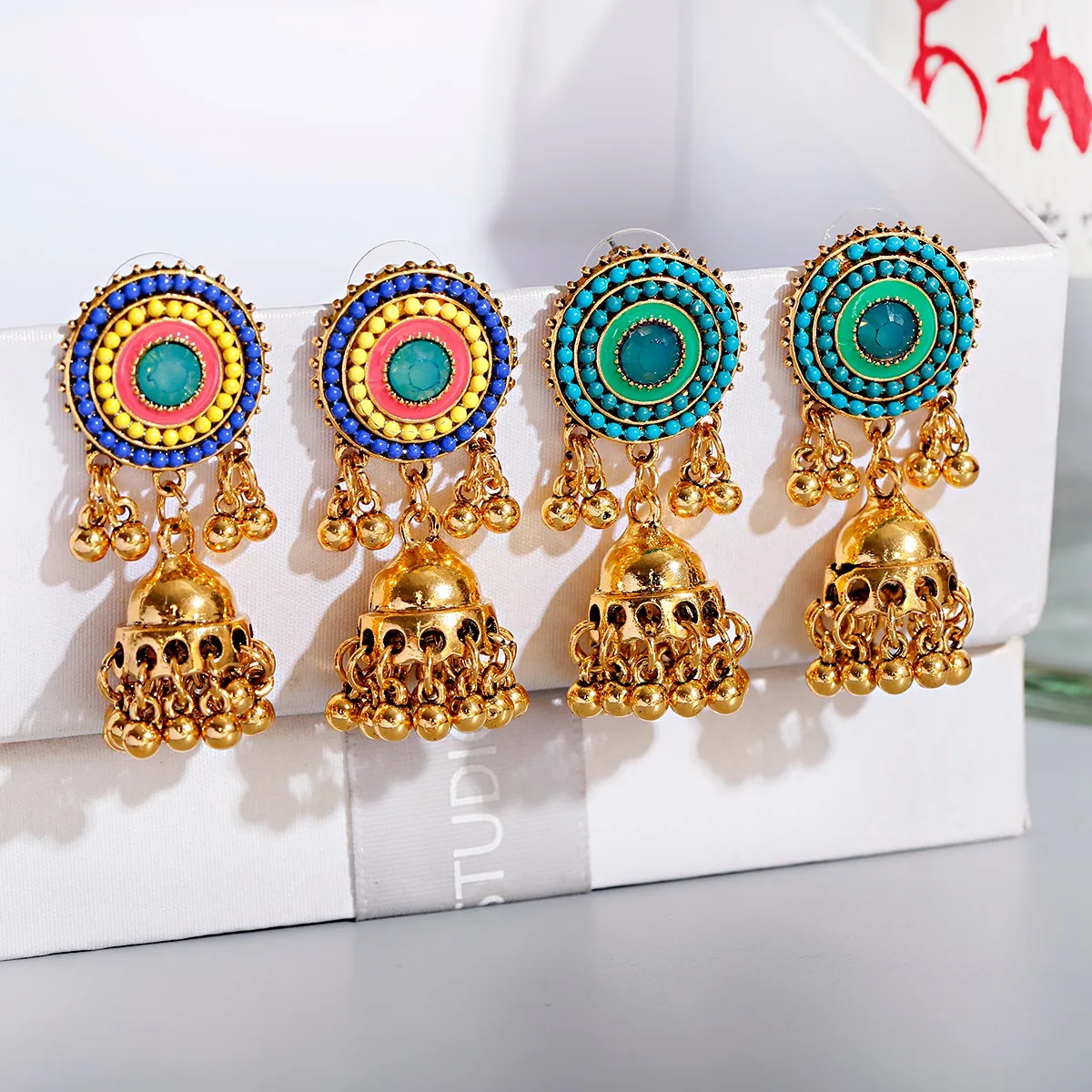 

2021 Women's Gold Big Bells Earrings Bijoux Vintage Bohemia Drop Beaded Tassel Long Earrings Ethnic Tribe Indian Jewelry, Gold/silver