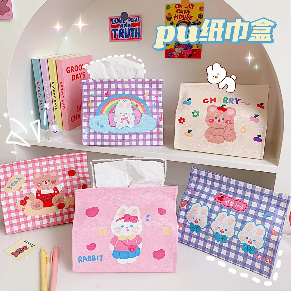 

Pu Waterproof Storage Box Student Dormitory Organizing Tissue Box, Cartoon