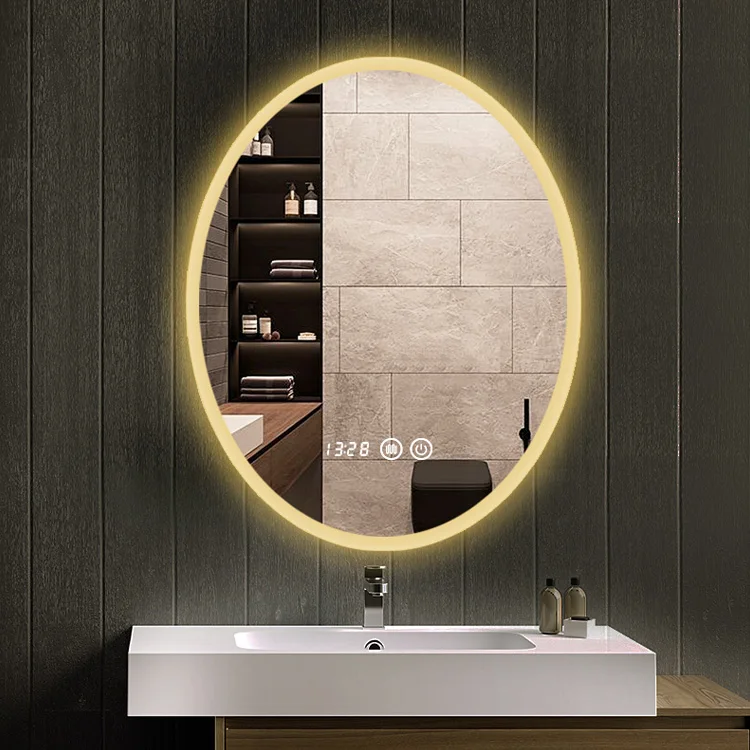 

Design oval wash basin Smart Led Mirror vanity Hotel led mirror light custom made shape size Hair Salon make up mirror