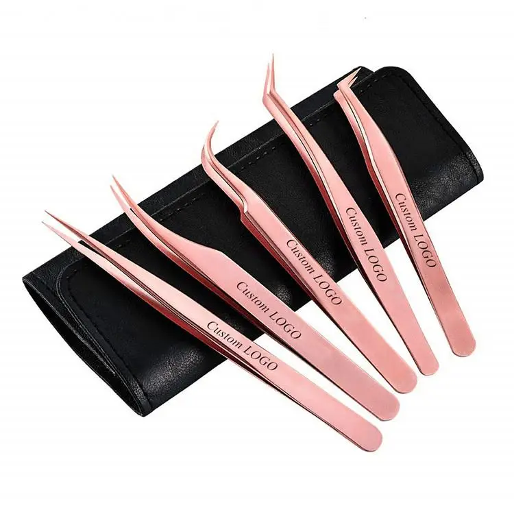 

Custom Lash Tweezers Eyelash Extension Kit Tweezers Private Label Eyelash Applicator, Plasma coated multiple colors