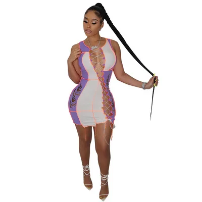 

Sexy Women Party Club Lace Up Bandage Sleeveless Girl Summer Dress 2021 Wholesale