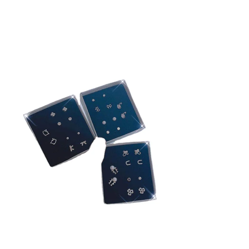 

Zircon Inlaid Diamond Earrings Boxed Japanese And Korean Simple Personality Temperament All-Match Female Earring Set