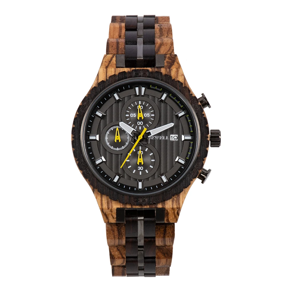 

Customized Wooden Engraved Chronograph Mens Watches Military Watch Men