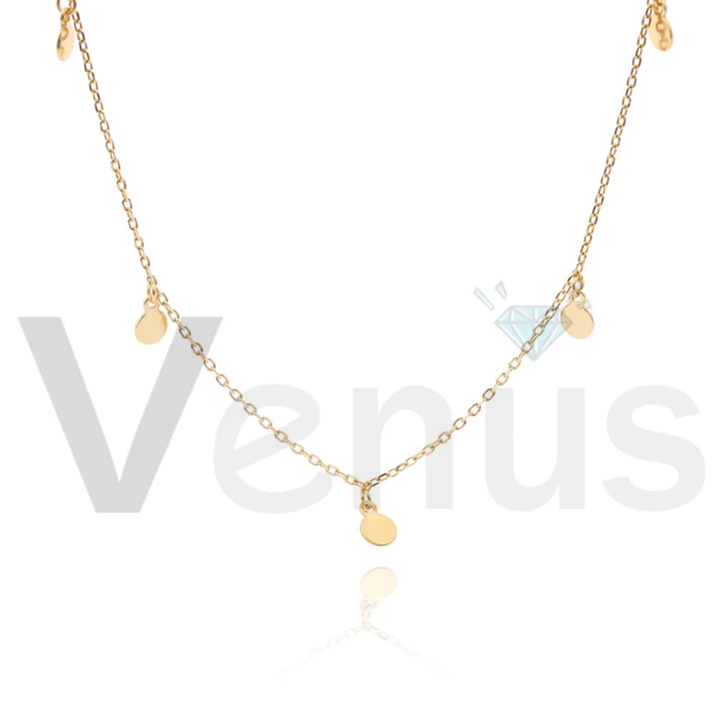 

VENUS Fashion minimalist jewelry 18K gold choker 925 sterling silver tiny disc necklace