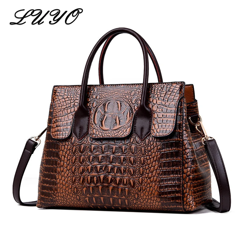 

Fashion Crocodile Genuine Leather Luxury Ladies Handbags For Women Bags Designer Woman Shoulder Bag online shopping