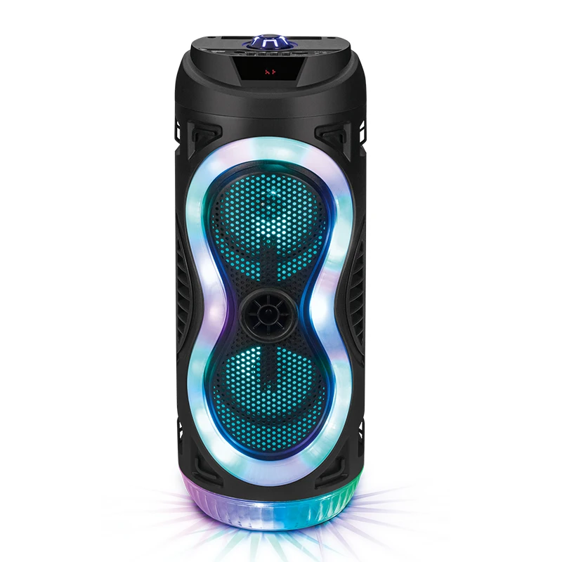 

Gsou Ultras Drivers 10w RGB flame portable Speaker Mic TF Card TWS speaker big trolley speaker with Microphone