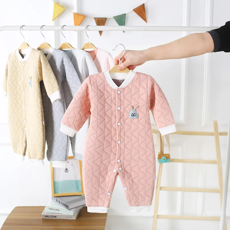 

Wholesale 100% cotton Jumpsuits Infant Baby Boy Girl Overall Clothes Warm Autumn Winter Newborn Baby Rompers