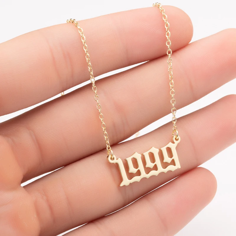 

Oly2u Unique Commemorating Year Number Stainless Steel Necklace for Women Girls