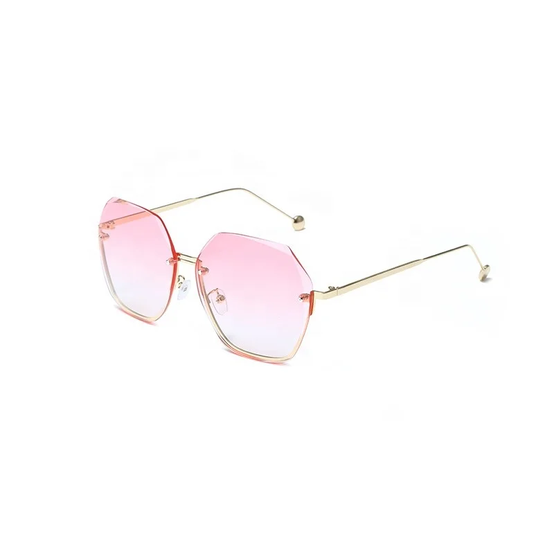 

Luxury Designer Irregular Gradient Colorful Metal Frame UV400 Sunglasses Oversized Rimless Round Men Women Sunglasses