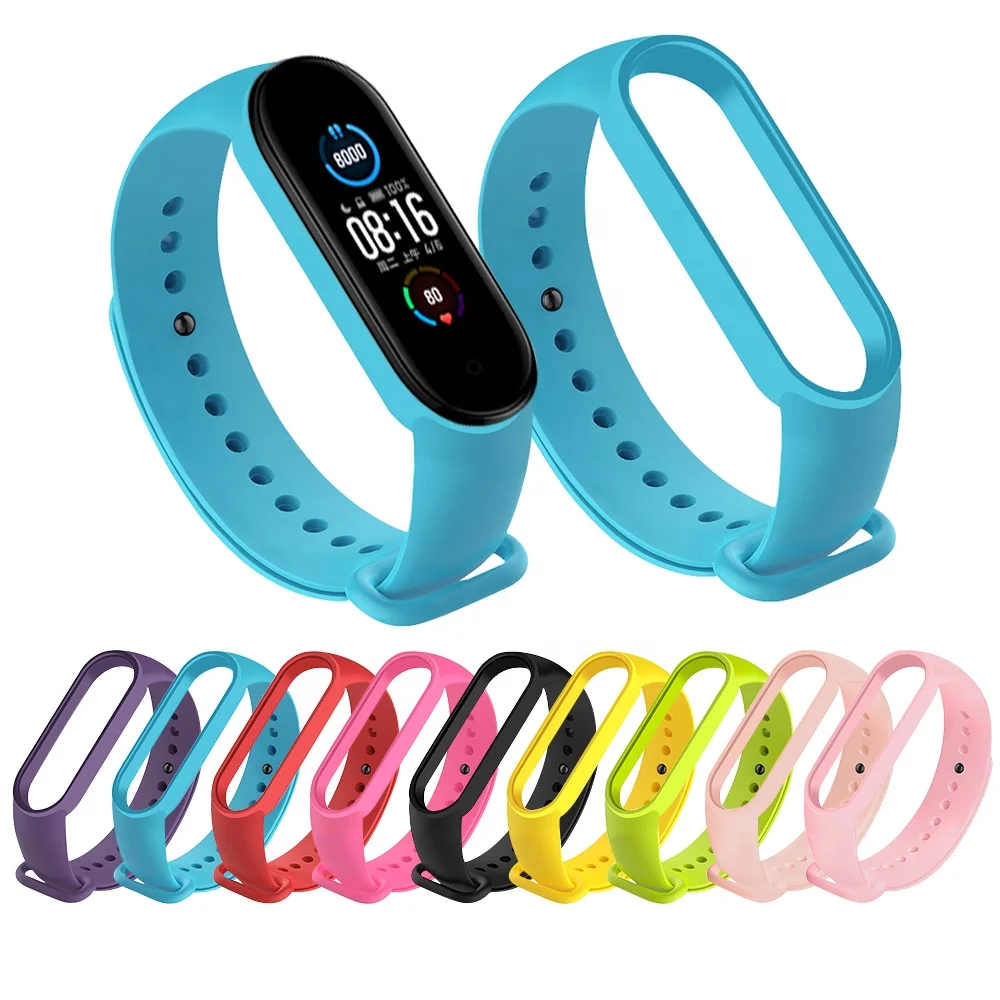 

New Strap For Xiaomi Mi Band 5 Silicone Pink Replacement Wristband Bracelet Watchband For Mi Band 5 Straps