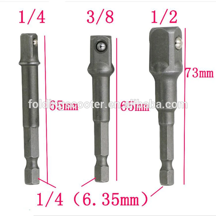TSMILE Amazon Hot Sell Socket Adapter Drill Extension Bit Set Cr-V Hex Shank 1/4. 3/8, 1/2 Inch Drive