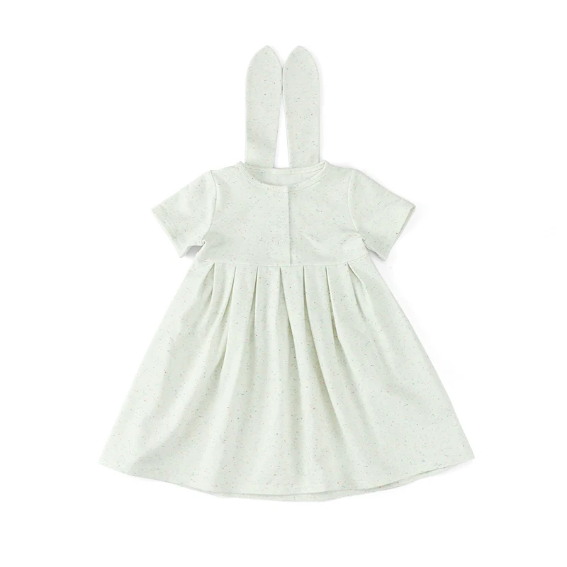 

Cute Design Baby Girl Dress Summer Ruffles Dress Casual Dot Design Cotton Kids Clothes With Rabbit Ears Girl Dress, Picture shows