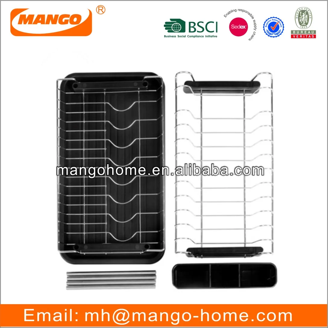 2 Tier Stainless Steel Kitchen Dish Racks Metal Wire Kitchen Wine Plate