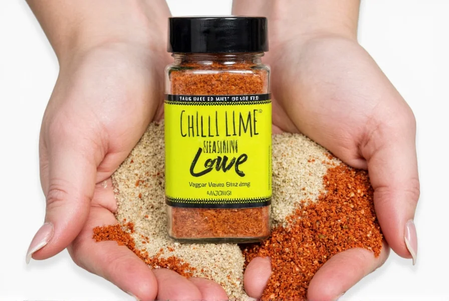 Chilli lime seasoning jar on table