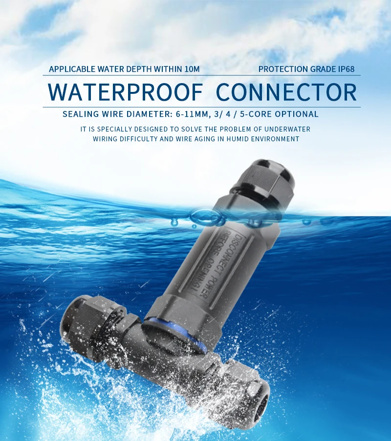 T Type 5 Pin Wire Underwater Connector Electrical Quick Fast Installation 5 Ways Ip68 Waterproof 